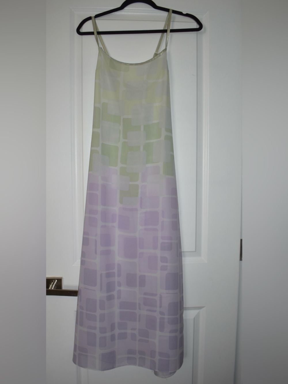 Halston Semi Sheer Pastel Lavender and Sage Maxi Dress Size Small